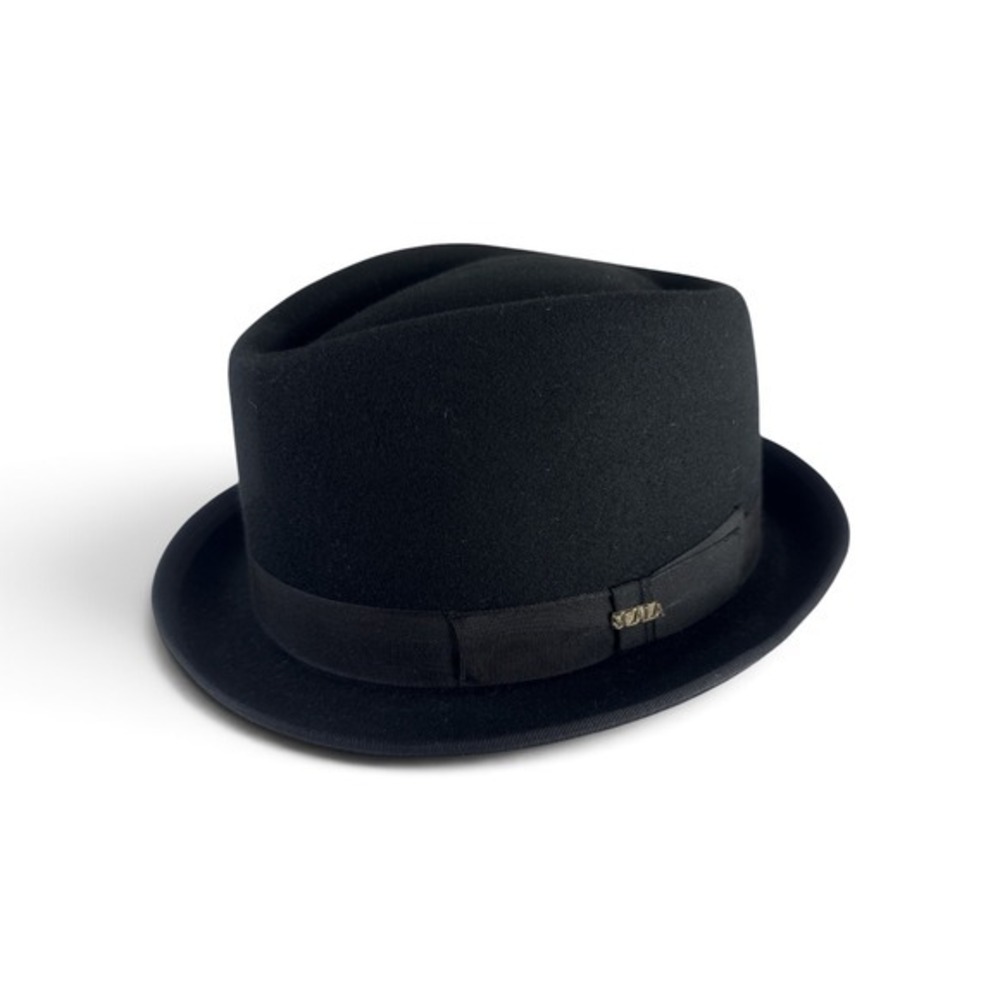 Scala Classico Men Black 100% Wool Diamond Crown Fedora Hat Size Large